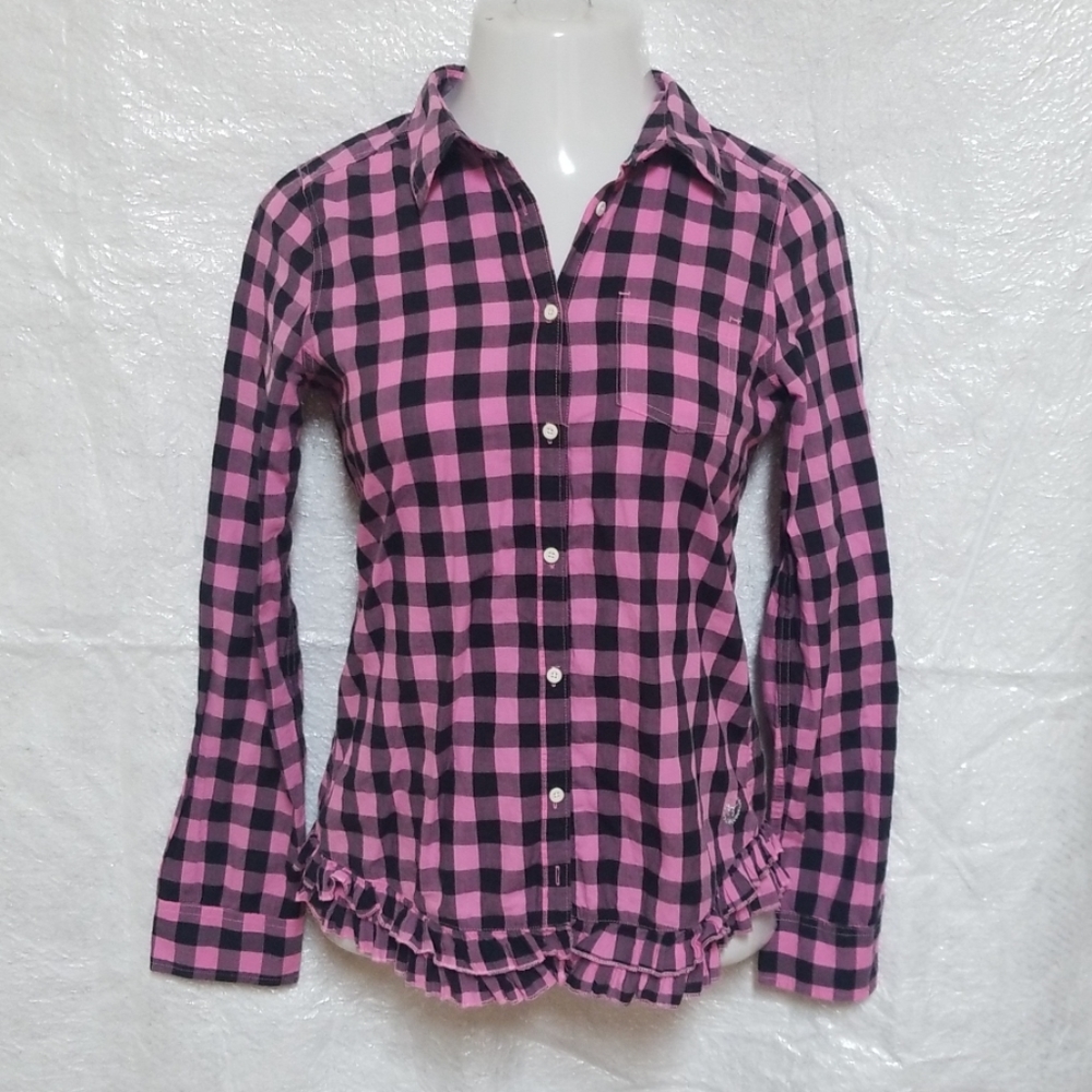 Pink Victoria’s Secrets Black/Pink Buffalo Shirt - Picture 1 of 7